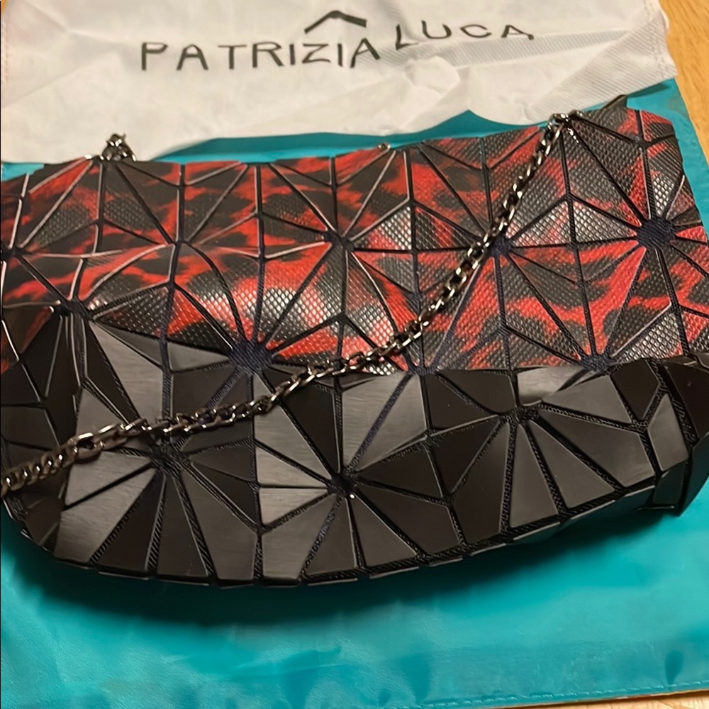 Patrizia Luca Red and Black Geometric Bag